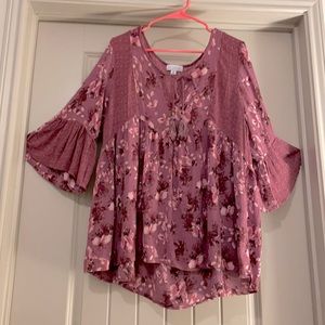 Mauve floral blouse- BEAUTIFUL on!!